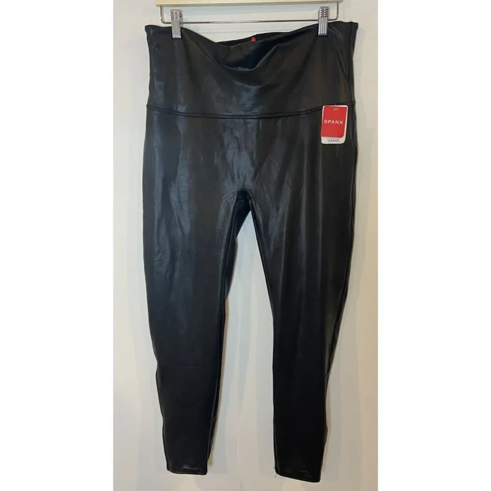 NWT Spanx Faux Leather Leggings Black Size 3X New - Picture 1 of 5